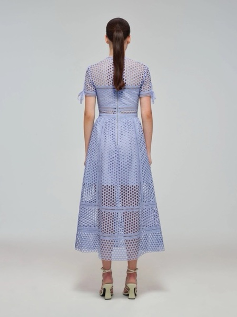 Self-Portrait GUIPURE LACE MIDI DRESS - LILAC - Picture 3 of 9